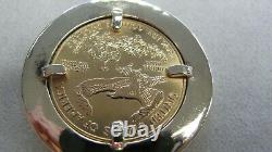 2004 $25 Fine Gold 1/2 Oz American Eagle Coin In A 14k Diamond Bezel Pendant