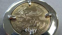 2004 $25 Fine Gold 1/2 Oz American Eagle Coin In A 14k Diamond Bezel Pendant