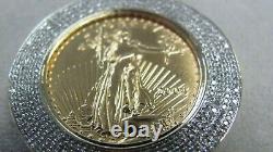 2004 $25 Fine Gold 1/2 Oz American Eagle Coin In A 14k Diamond Bezel Pendant