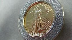 2004 $25 Fine Gold 1/2 Oz American Eagle Coin In A 14k Diamond Bezel Pendant