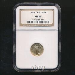 2004 American Eagle 1/10oz Fine Gold $5 Coin Ngc Ms69 Ships Free
