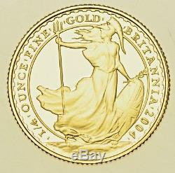 2004 Britannia ¼ Oz. Fine Gold Proof £25, From Elizabeth Ii, Coin Cased With Coa