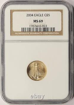 2004 Gold American Eagle $5 NGC MS69 1/10oz. 9167 Fine 2004 Gold American Eagle $5 NGC MS69 1/10oz. 9167 Fine