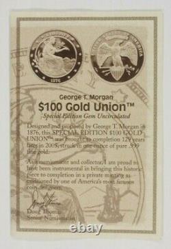2005 George T. Morgan Proposed $100 Gold Union 1 Oz. 999 Fine Gold Gem Unc Box