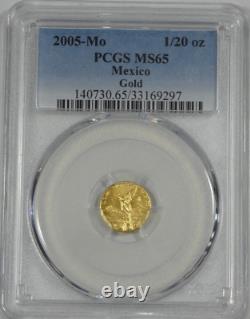 2005-Mo Mexico 1/20 Onza Libertad Certified PCGS MS65 1/20oz. 999 Fine Gold