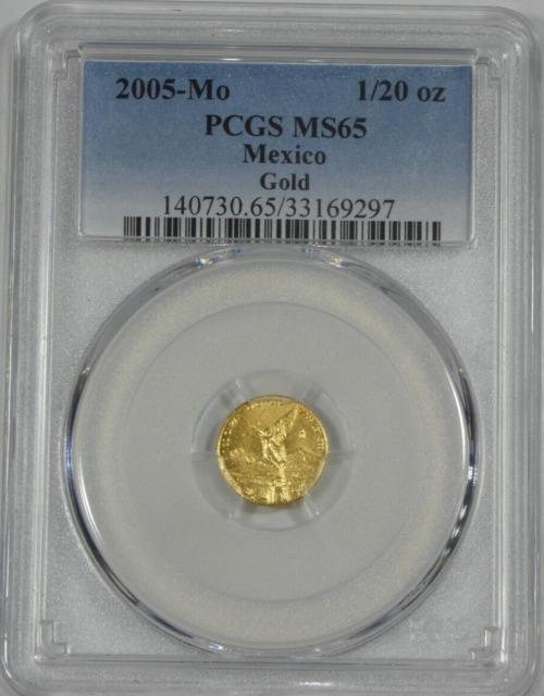 2005-mo Mexico 1/20 Onza Libertad Certified Pcgs Ms65 1/20oz. 999 Fine Gold