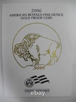 2006 American Buffalo 1 oz, One Ounce. 9999 Fine Gold Proof Coin with Box & CoA