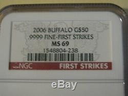 2006 NGC MS 69 $50 American Gold Buffalo 1 oz. 9999 Fine First Strikes