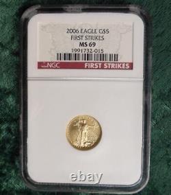 2006 NGC MS69 First Strike 1/10th Ounce Fine Gold $5 American Eagle Coin