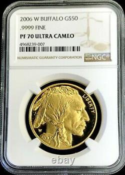 2006 W Gold USA $50 Dollar Buffalo 9999 Fine 1 Oz Coin Ngc Pf 70 Uc
