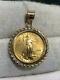 2007 1/10oz Fine Gold Standing Liberty 14k Yellow Gold Rope Bezel Coin Pendant