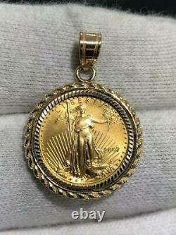 2007 1/10oz Fine Gold Standing Liberty 14k Yellow Gold Rope Bezel Coin Pendant