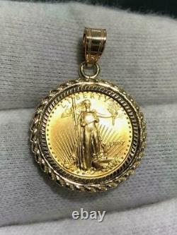 2007 1/10oz Fine Gold Standing Liberty 14k Yellow Gold Rope Bezel Coin Pendant