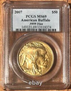 2007 BUFFALO GOLD $50 Coin PCGS MS69 ONE OUNCE of 0.9999 PURE FINE GOLD 05403