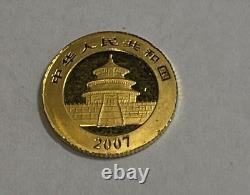 2007 China 5 Yuan 1/20 Troy Oz. 999 Fine Gold Panda Coin