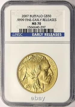 2007 Gold American Buffalo $50 NGC MS70 1oz. 9999 Fine Early Releases