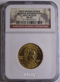 2007-W $10 Martha Washington First Spouse 1/2 oz. 9999 fine gold NGC MS 69