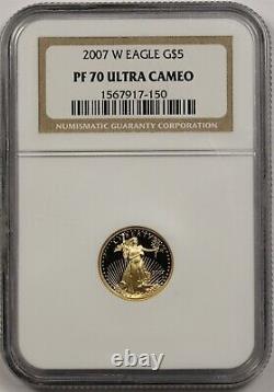 2007-W Gold Eagle $5 Tenth-Ounce PF 70 Ultra Cameo NGC 1/10 oz Fine Gold