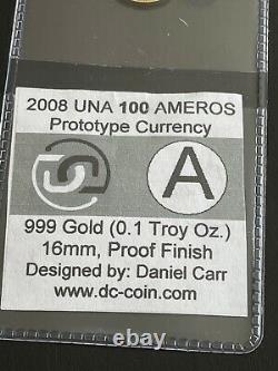 2008 1/10 oz Fine. 999 Gold Coin Prototype 100 Ameros U. S Eagle Very Rare BU