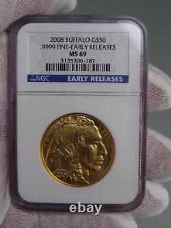 2008 American Gold Buffalo 1 troy oz. 9999 Fine $50 NGC MS69 Early Releases