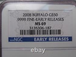 2008 American Gold Buffalo 1 troy oz. 9999 Fine $50 NGC MS69 Early Releases