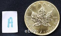 2008 Canadian. 9999 Fine Gold 1 oz Maple Leaf Coin A