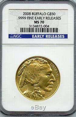 2008 Fifty Dollar $50 Fine Gold Buffalo NGC MS 70 / Early Releases