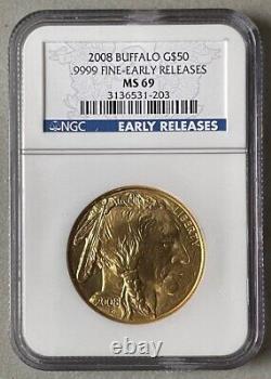 2008 Gold American Buffalo G$50 1 oz. 9999 Fine ER NGC MS69 3136531-203