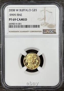 2008 W 1/10 oz. 9999 Fine Gold US Proof Buffalo NGC PF69 Cameo $5