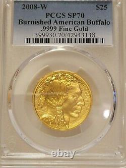 2008-W $25 Gold Buffalo MS-70 PCGS. 9999 Fine Gold American Buffalo Burnished