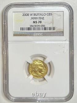 2008 W $5 Buffalo Gold NGC MS70 1/10 oz. 9999 fine PERFECT