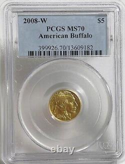 2008-W $5 Gold American Buffalo PCGS MS70.9999 Fine Gold