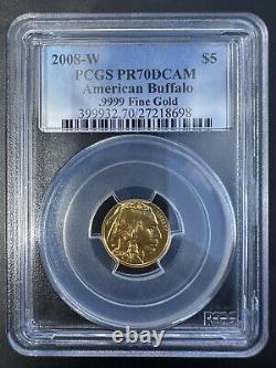 2008-W $5 PCGS PR70DCAM American Buffalo. 9999 Fine Gold 1/10oz