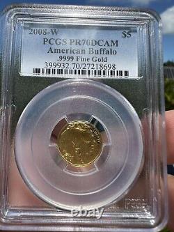 2008-W $5 PCGS PR70DCAM American Buffalo. 9999 Fine Gold 1/10oz