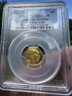 2008-W $5 PCGS PR70DCAM American Buffalo. 9999 Fine Gold 1/10oz