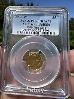 2008-W $5 PCGS PR70DCAM American Buffalo. 9999 Fine Gold 1/10oz