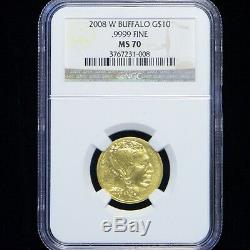 2008-W American Buffalo $10 Gold Burnished. 9999 1/4-oz Fine NGC MS70 (slx3627)