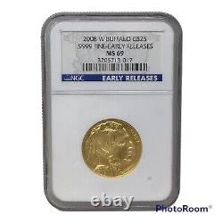2008-W Buffalo G$25.9999 Fine Pure Gold 1/2oz NGC Certified MS69 Early Releases