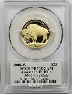 2008-W Buffalo Gold $25 Half-Ounce PR 70 DCAM PCGS. 9999 Fine Fraser Signature