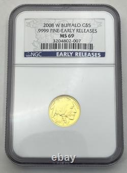 2008 W Buffalo Gold $5.9999 Fine Early Releases MS 69 1/10 Oz 2008 W Buffalo Gold $5.9999 Fine Early Releases MS 69 1/10 Oz