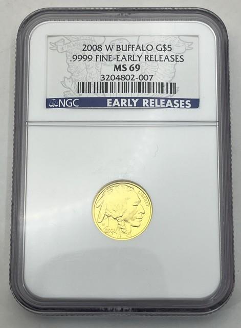 2008 W Buffalo Gold $5.9999 Fine Early Releases Ms 69 1/10 Oz