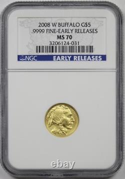 2008-W Burnished Gold Buffalo $5 Tenth-Ounce NGC E/R MS 70 1/10 oz Fine Gold 2008-W Burnished Gold Buffalo $5 Tenth-Ounce NGC E/R MS 70 1/10 oz Fine Gold