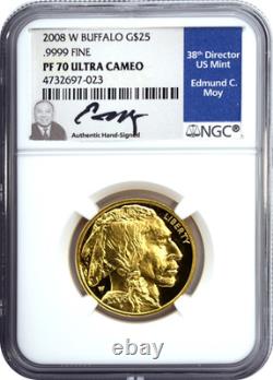 2008-W Gold 1/2 Oz. Buffalo. 9999 Fine $25 NGC PF70 UC Edmund C Moy Signed 2008-W Gold 1/2 Oz. Buffalo. 9999 Fine $25 NGC PF70 UC Edmund C Moy Signed