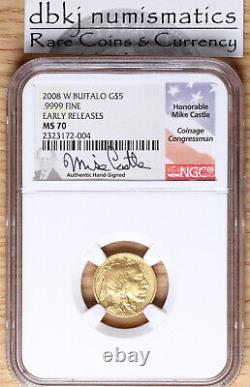 2008 W Gold Buffalo $5 1/10 ounce. 9999 Fine NGC MS 70 Early Release