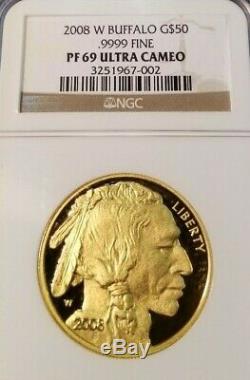 2008 W Gold Buffalo G$50.9999 Fine Ngc Pf 69 Ultra Cameo Key Date Scarce Coin