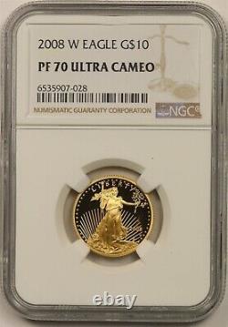 2008-W Gold Eagle $10 Quarter-Ounce NGC PF 70 Ultra Cameo 1/4 oz Fine Gold