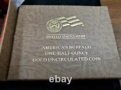 2008 West Point 1/2 oz Uncirculated. 9999 Fine Gold Buffalo $25 Coin