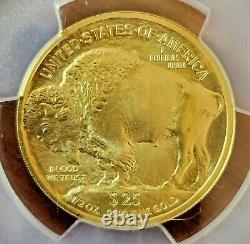 2008-w $25 Burnished Gold Buffalo Pcgs Sp70 1/2 Oz. 9999 Fine Gold Coin