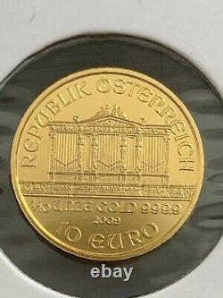 2009 1/10 oz Philharmonic 10 Euro Gold. 9999 Fine BU