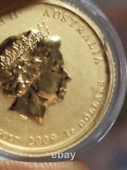 2009 $15 Australia Year Of Ox Colored 1/10 Oz Fine Gold Coin
